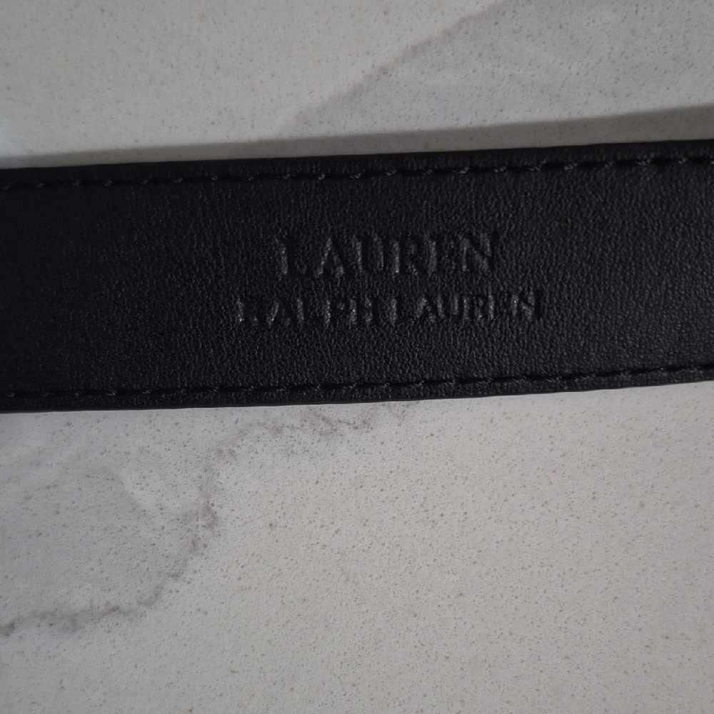 Lauren Ralph Lauren Patent Leather Black Belt with Gold Accent - Picture 2 of 3